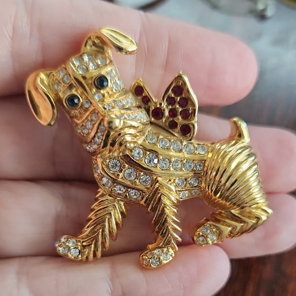 Kenneth Jay Lane Gold Dog Brooch - Picture 3 of 6